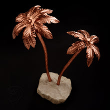 Load image into Gallery viewer, Copper Palm Tree Centerpiece with Organic Stone Pedestal