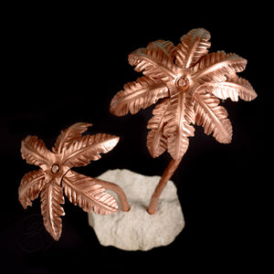 Copper Palm Tree Centerpiece with Organic Stone Pedestal