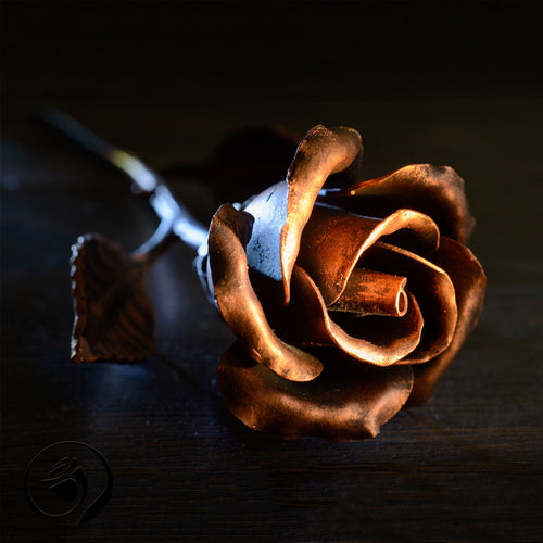 Hand Forged Metal Rose (Copper stained)