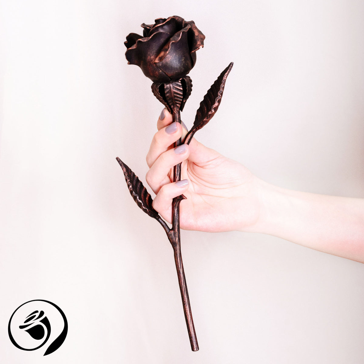 Metal Rose Rattle Hand Forged Metal Rose (Copper stained) – MetalArt.pro