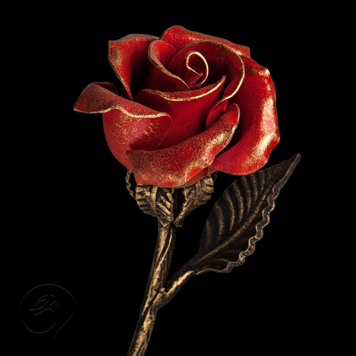 red metal rose