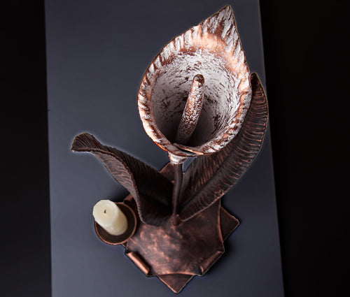 Metal flower calla lily - candle holder